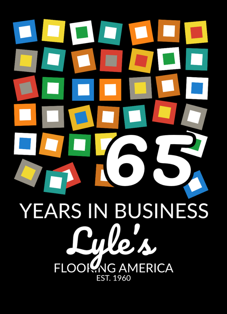 65th Anniversary Graphic - find your next new floor with Lyle's Flooring America!