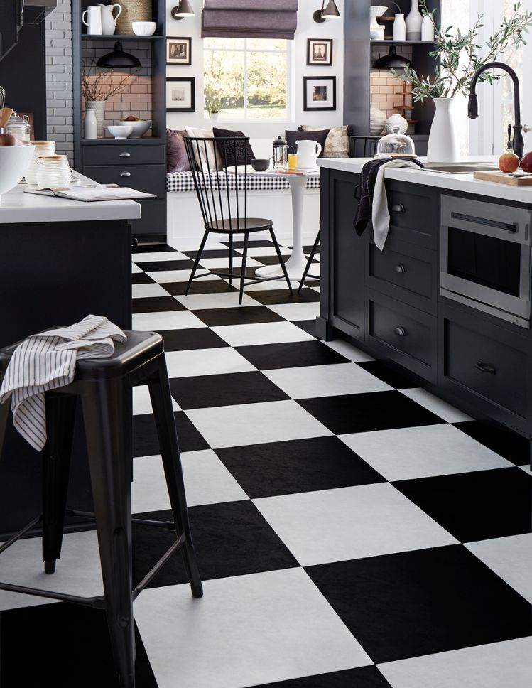 checkered luxury vinyl tile flooring in a Minnesota City kitchen
