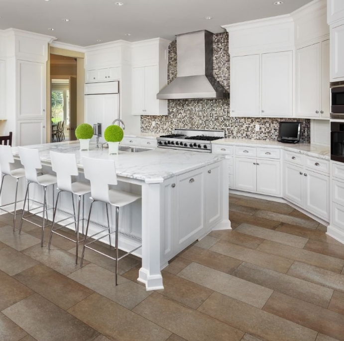 Tile backsplash in kitchen
